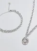 Conjunto Colar E Pulseira Prateado Coração