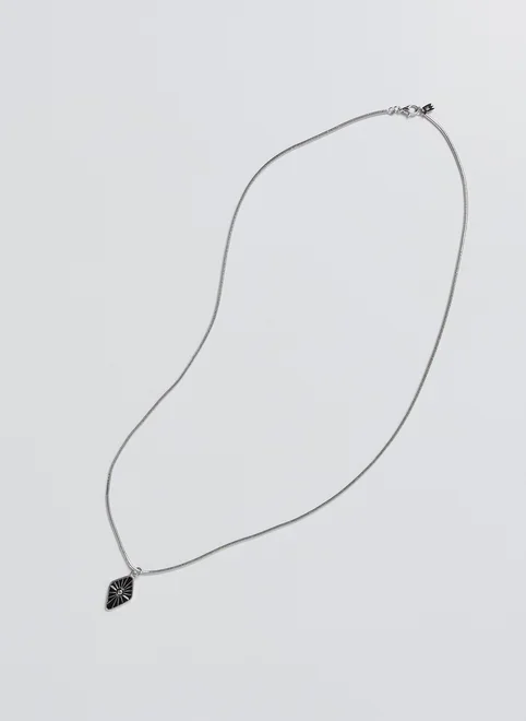 Colar Prateado Pingente Resina Sol