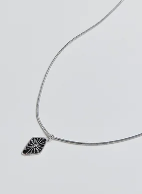 Colar Prateado Pingente Resina Sol