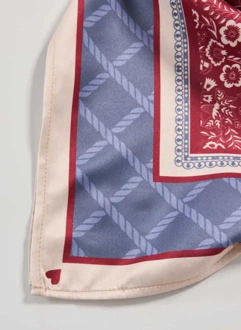 Lenço Estampado Vermelho E Azul