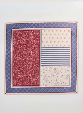 Lenço Estampado Vermelho E Azul