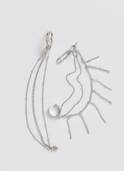 Brinco Com Piercing Fake Prateado