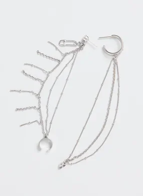 Brinco Com Piercing Fake Prateado