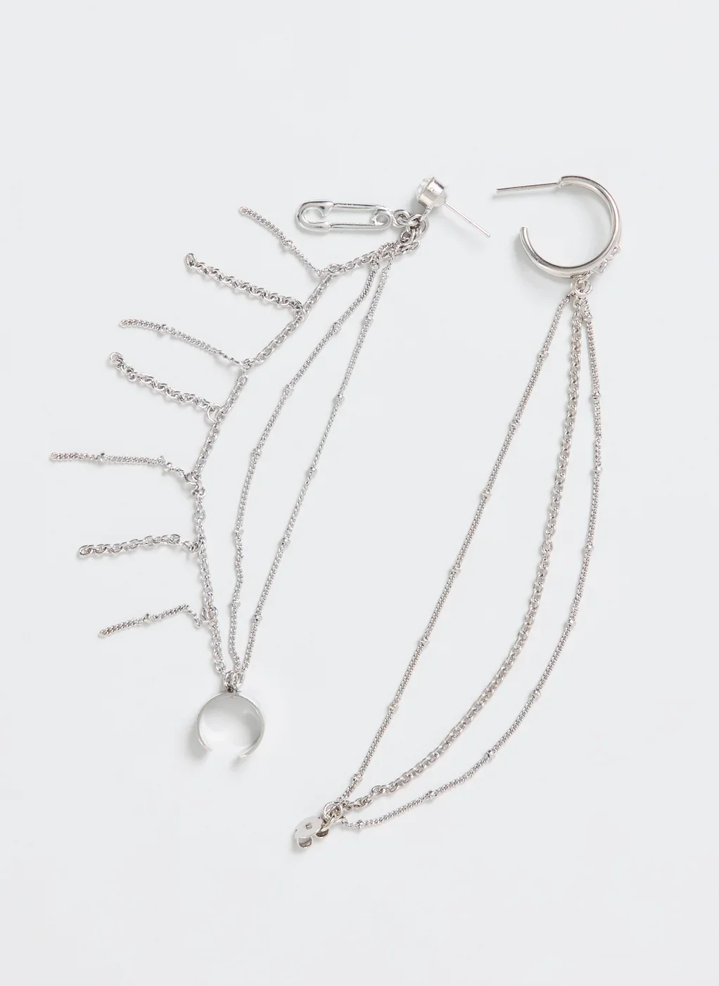 Brinco Com Piercing Fake Prateado