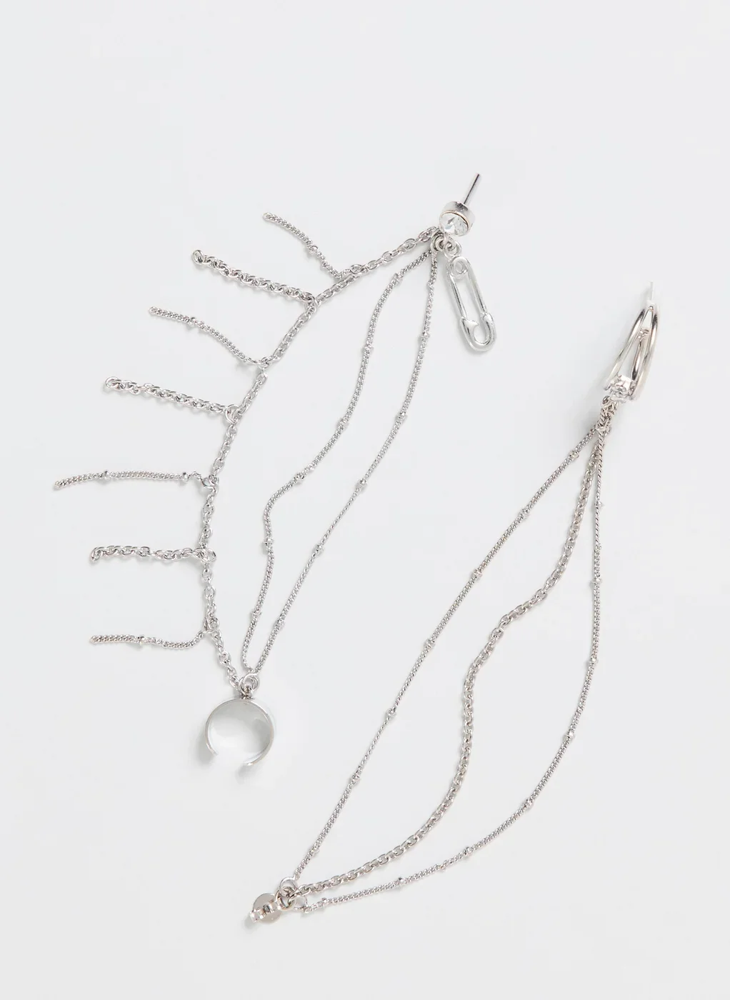 Brinco Com Piercing Fake Prateado