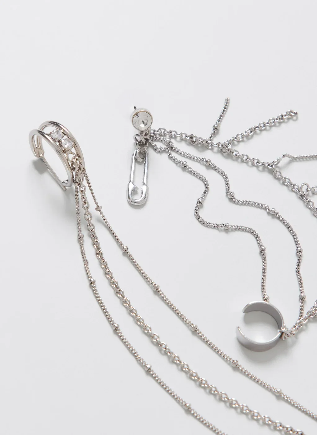 Brinco Com Piercing Fake Prateado