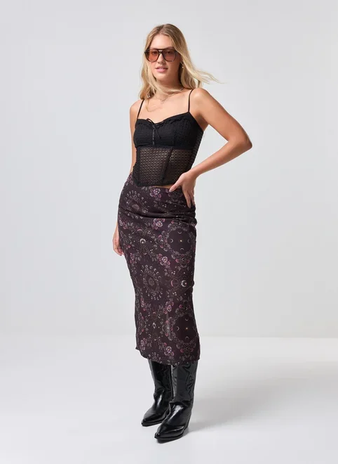 Cropped Renda Preto Corsetado