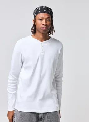 Camiseta Manga Longa Henley Slim Ribana