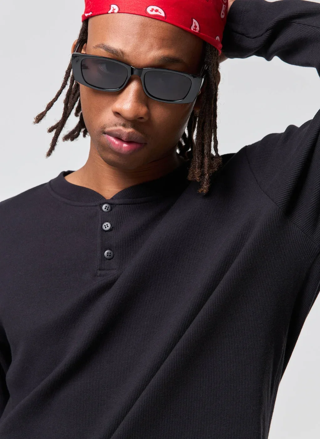 Camiseta Manga Longa Henley Slim Ribana