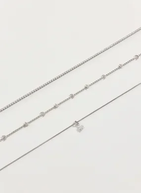 Conjunto 3 Colares Prateados Riviera Estrelas