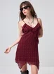 Vestido Curto Renda Vinho Pontas