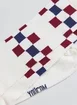 Meia Off‑White Quadriculada Azul E Bordô