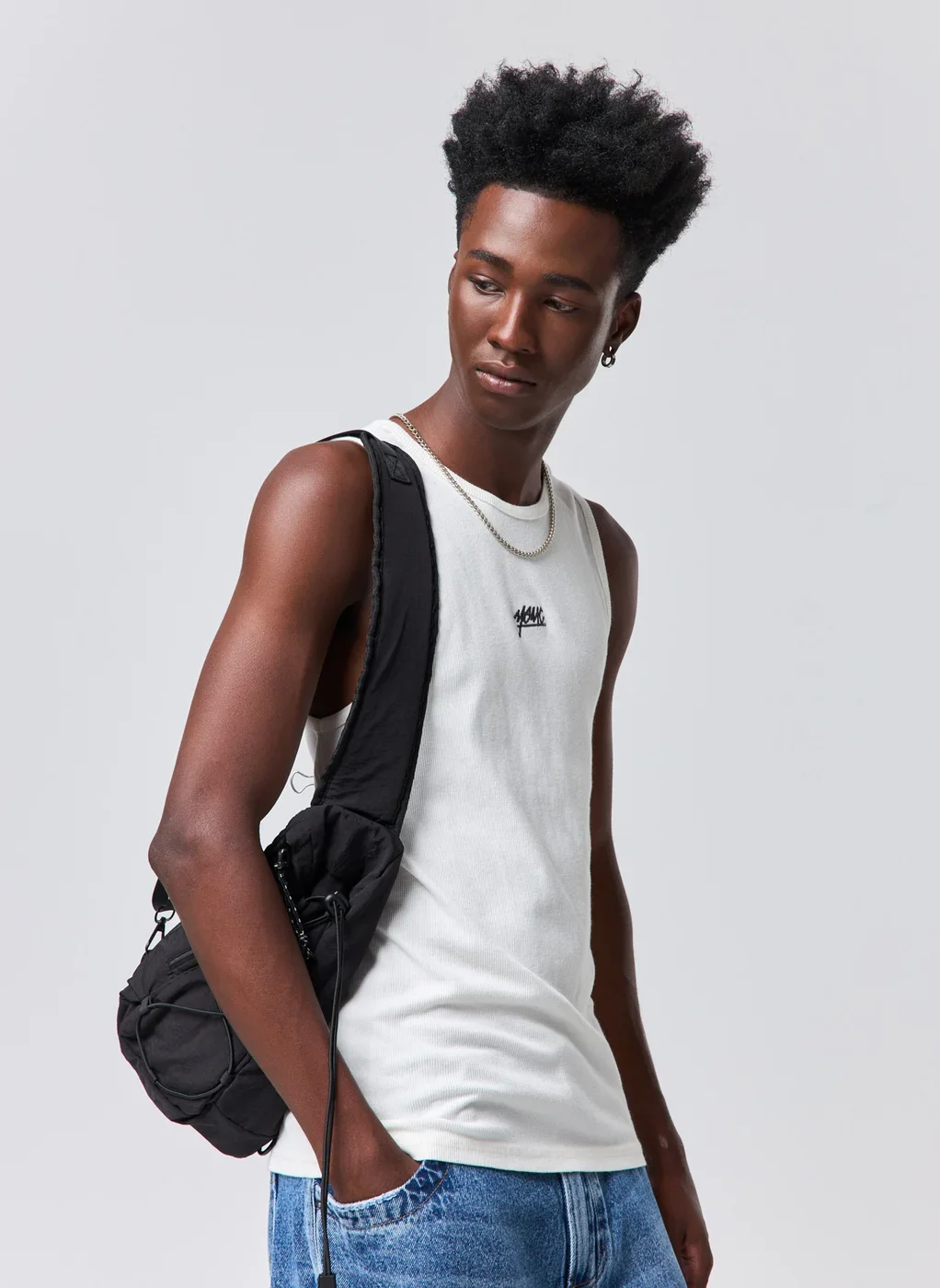 Regata Slim Ribana Off‑White Bordado