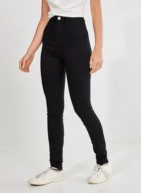 Calça Skinny Cintura Alta em Sarja