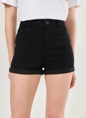 Short Cintura Alta em Sarja