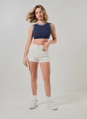 Short Cintura Alta em Sarja