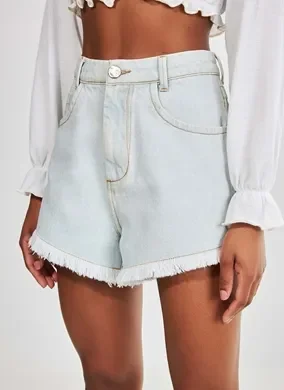 Short Jeans Mom Cintura Alta