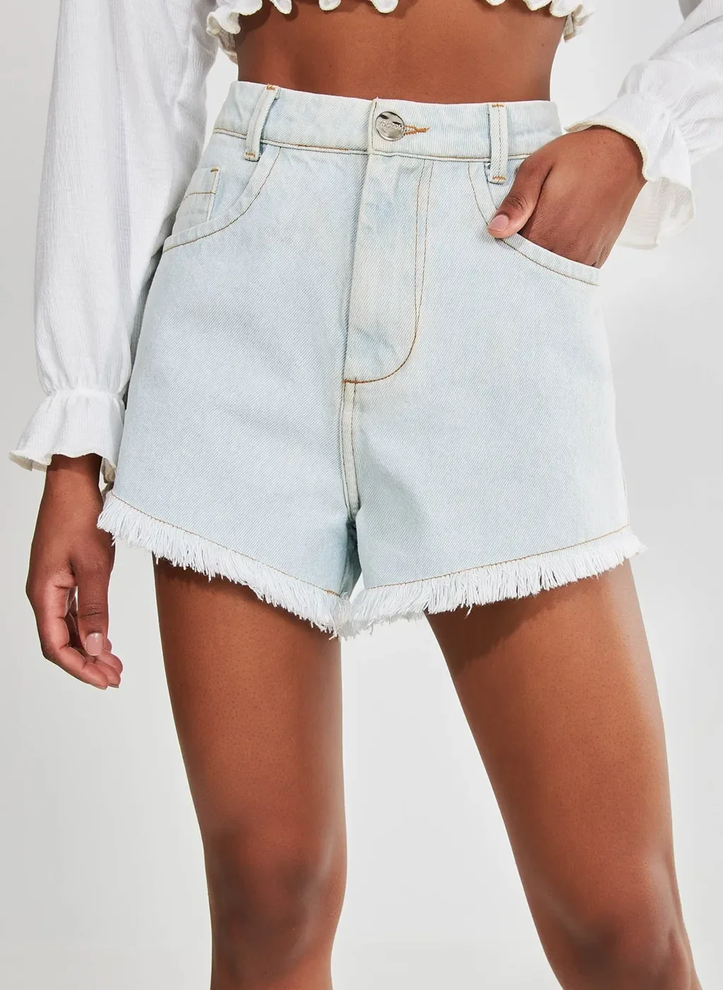 Short Jeans Mom Cintura Alta