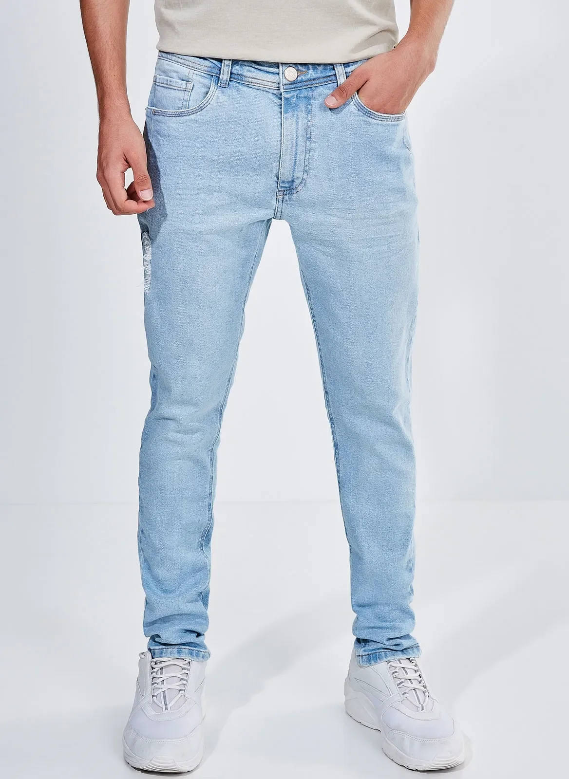 calça super skinny em jeans claro - jeans claro