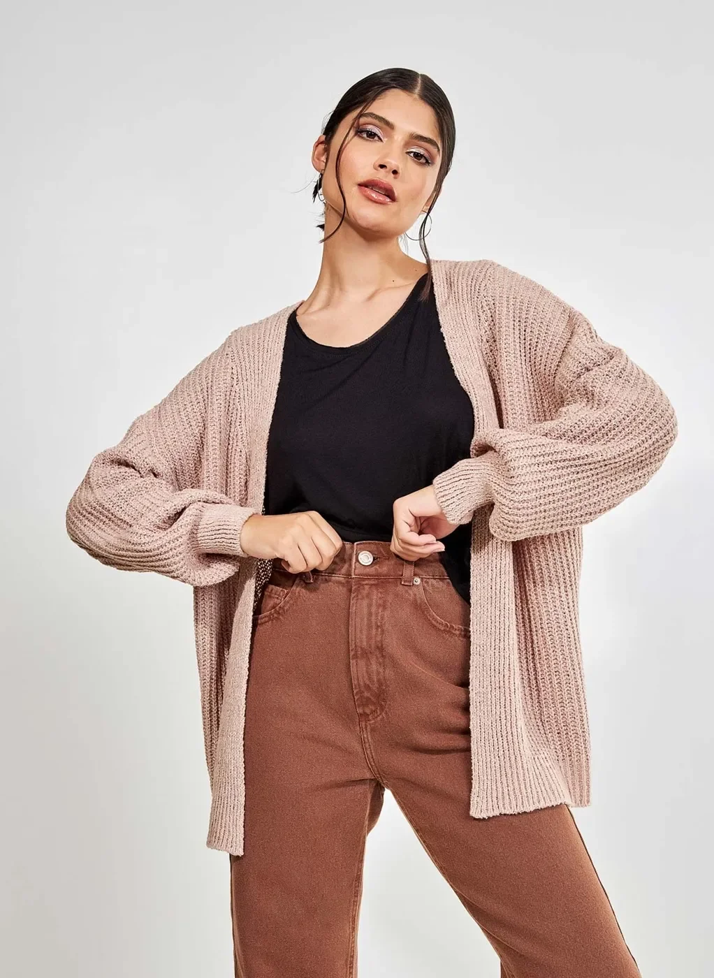 cardigan em tricô - rose