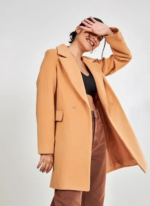casaco sobretudo alongado caramelo caramelo