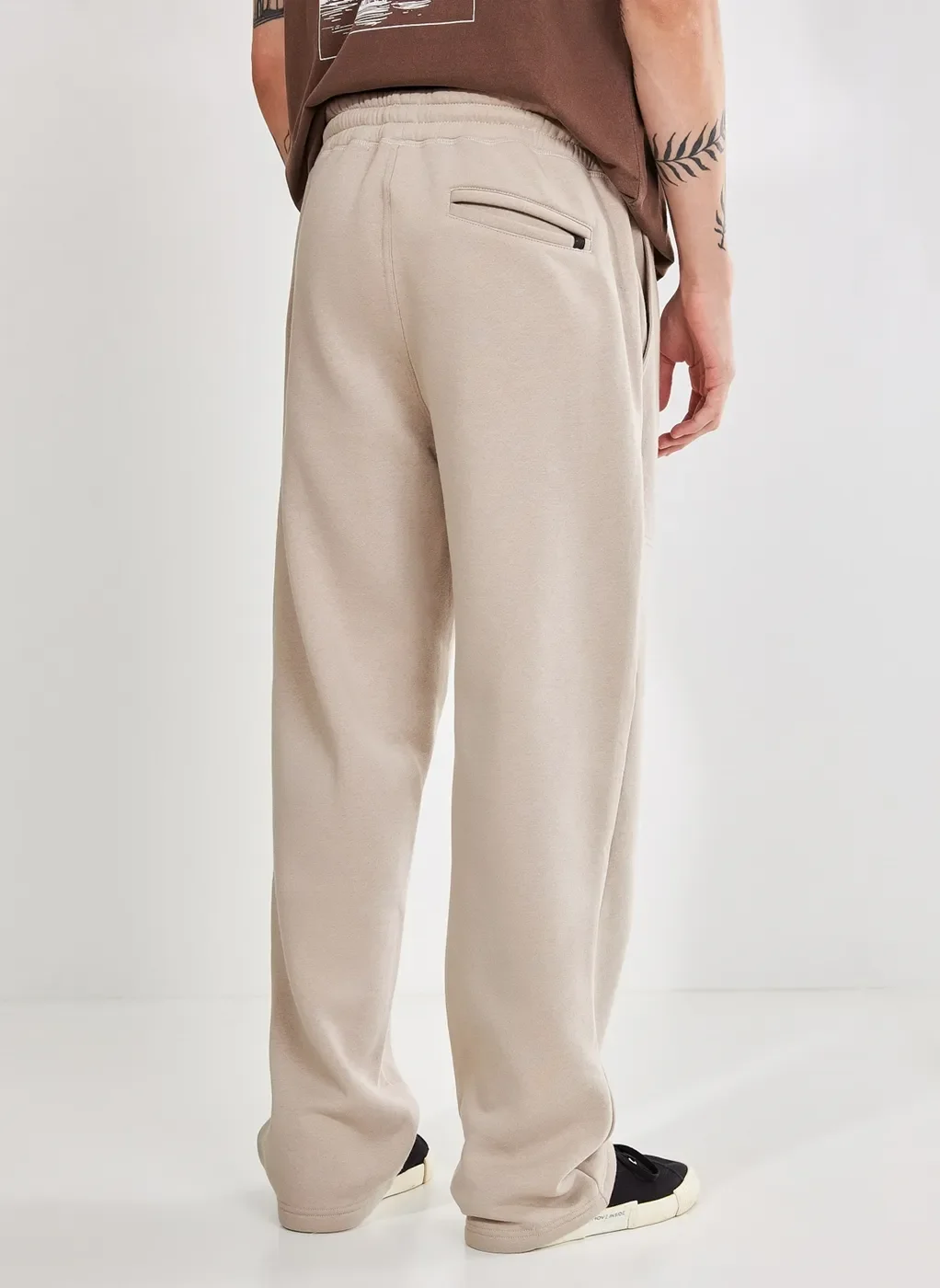calça de moletom básica reta - areia