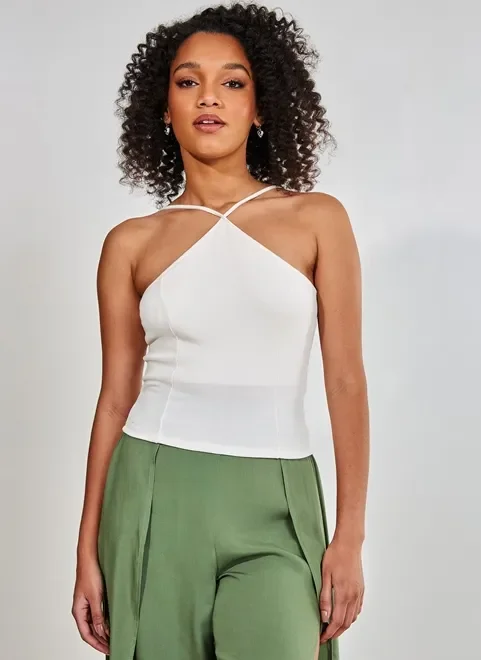 blusa frente única off-white - off-white