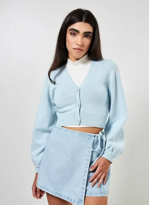 cardigan cropped azulzinho - azulzinho