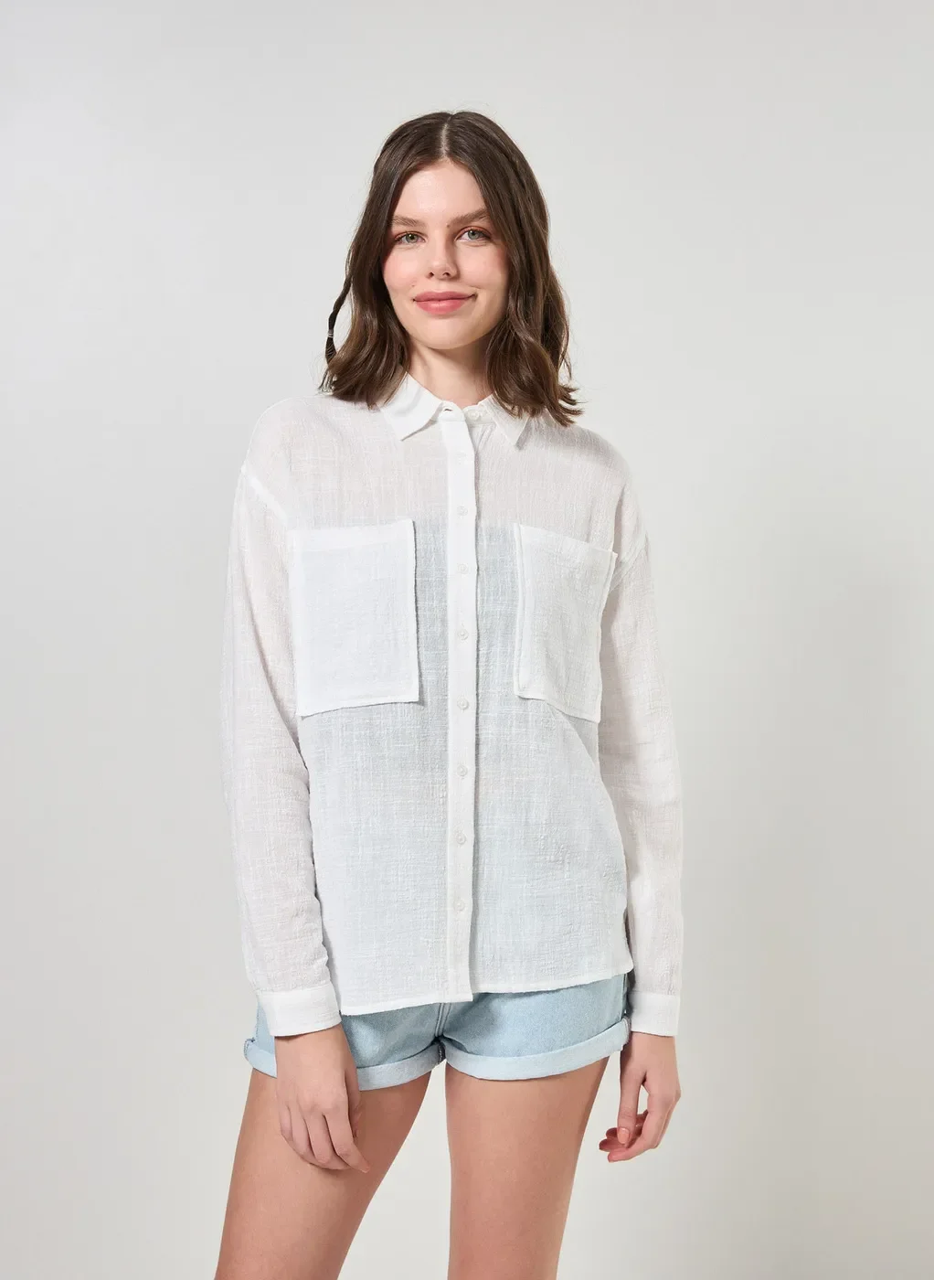 TOCO’☆ ページ camisa oversized texturizada - off-white