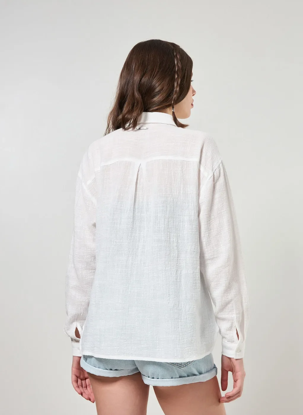 camisa oversized texturizada - off-white