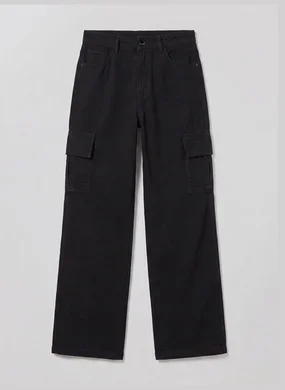 Calça Wide Leg Cargo Cintura Alta