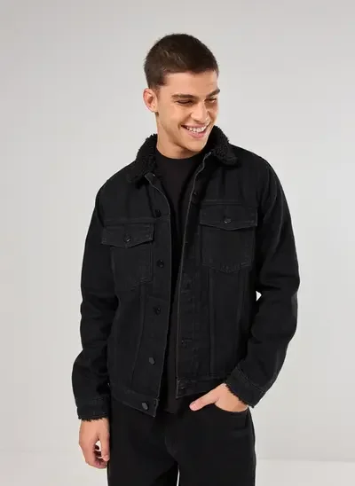 jaqueta jeans com pelinho jeans black