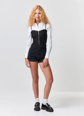 Short Jeans Mom Cintura Com Elástico