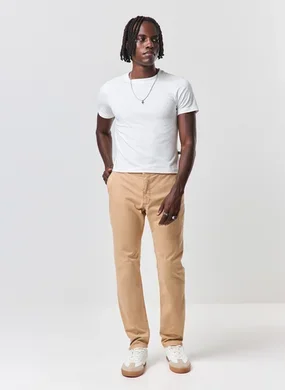 Calça Chino Slim Em Sarja Caqui