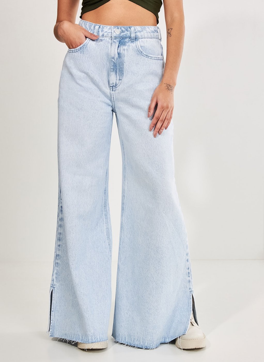 Calça Wide Leg Em Jeans Marmorizado - youcom: vem cá conferir suas ...
