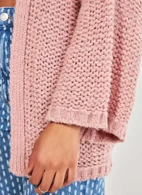 cardigan estilo kimono de retilínea rosé - rose - unico