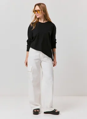 Calça Wide Leg Cargo Off-White