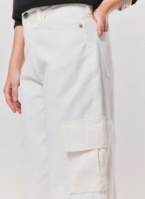 Calça Wide Leg Cargo Off-White
