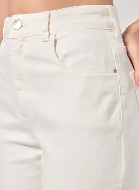 Calça Mom De Sarja Com Elastano