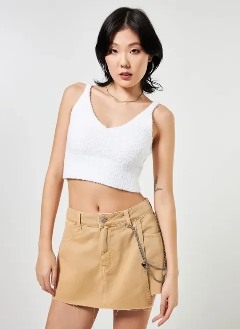 top em malha retilínea off-white - off-white