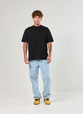 Calça Reta Jeans Marmorizada