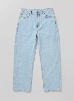 Calça Reta Jeans Marmorizada