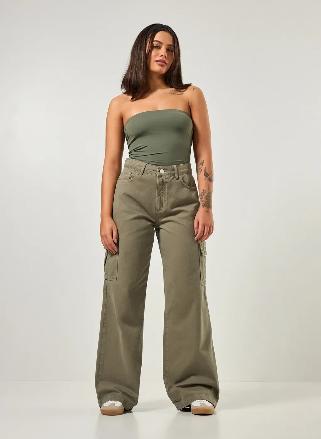Blusa Moda Con Pantalon Verde Militar Calça Feminina Skinny