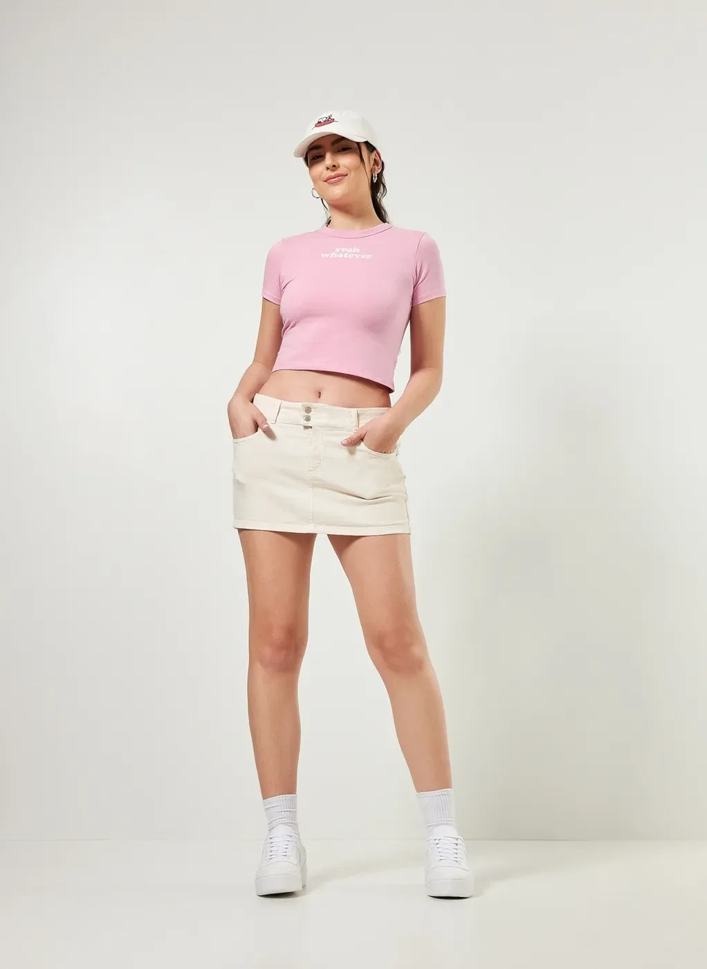 blusa mini tee rosinha com escrito - rosa claro