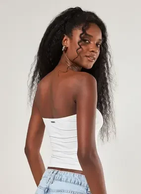 blusa tube top em poliamida - branco