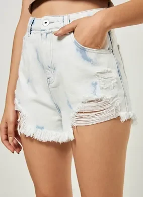 Short Jeans Delave Desfiado