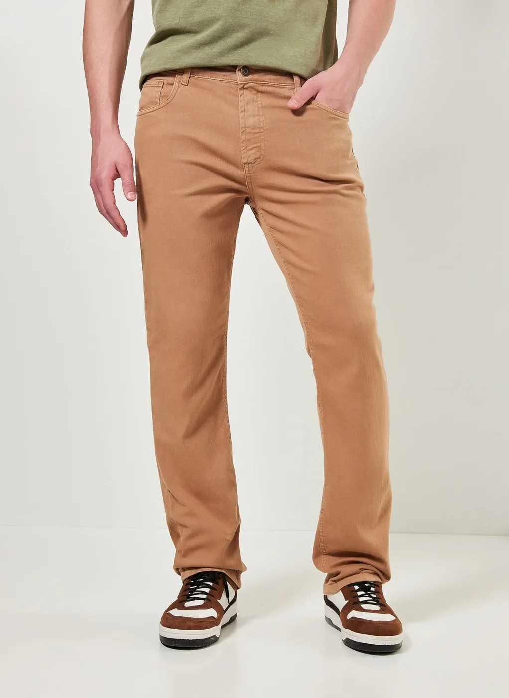 Shop calça de sarja cor caqui Factory Sale