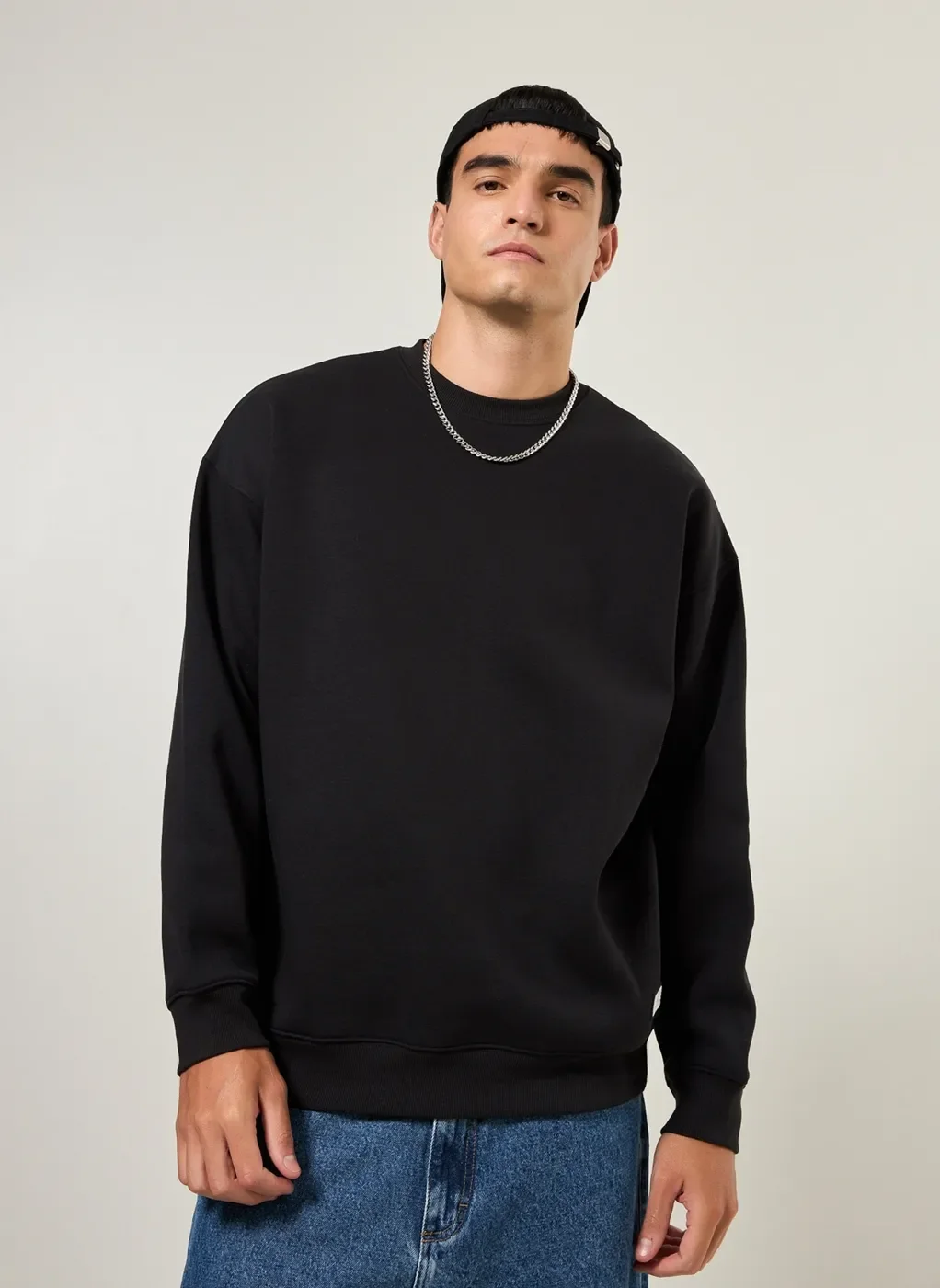 moletom sem capuz oversized preto preto