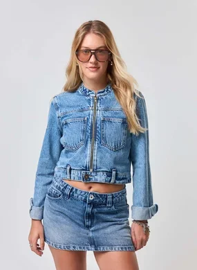 Jaqueta Jeans Biker