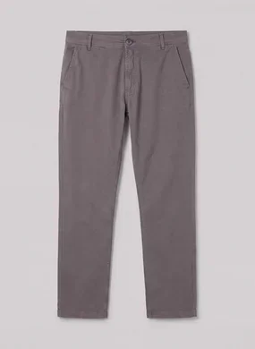 Calça Chino Slim Em Sarja Cinza Escuro